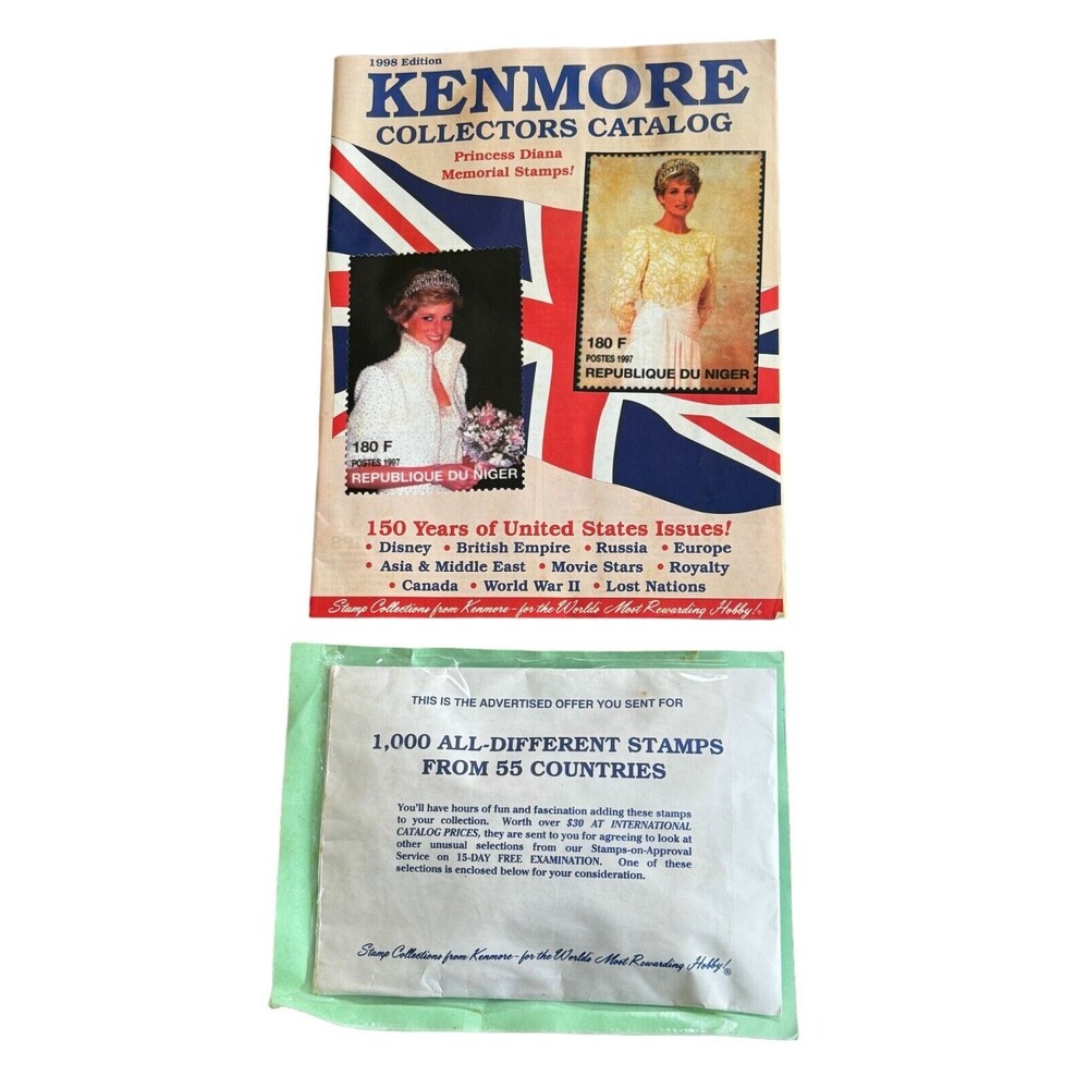 Stamp Collection Kenmore 1000 Stamps And 1998 Edition Collectors Catalog